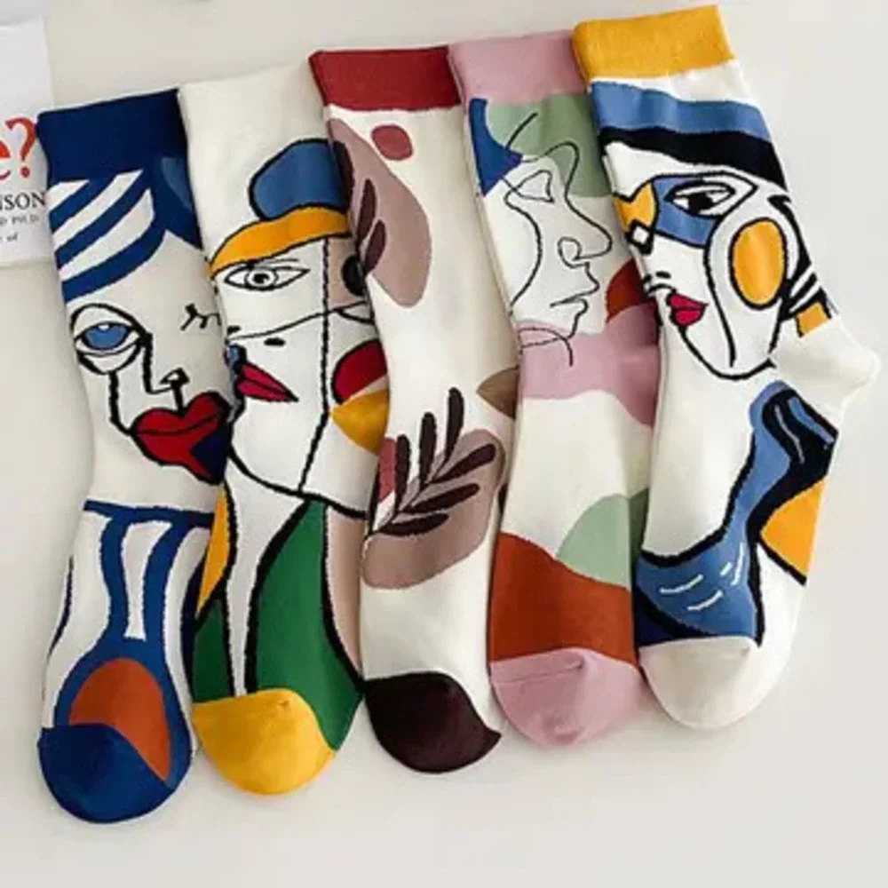 X17 PINK  Fashionable Printed Mid-Calf Cotton Socks One Size